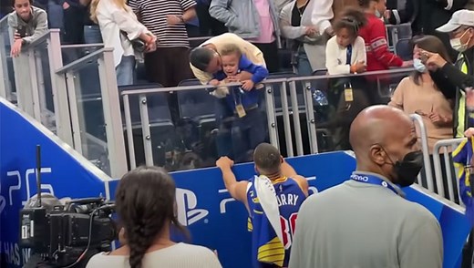 Watch: Steph Curry’s son, Canon, gets teary after watching dad go to locker room