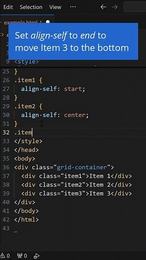 Align Items in CSS Grid with align-self!