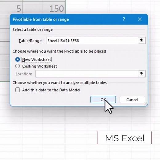 MS Excel PivotTables Creation