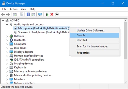 How to Disable or Turn off Microphone in Windows 11/10