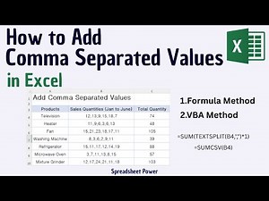 How to Add Comma Separated Values in Excel