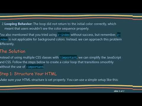Creating a Color Loop in JavaScript Without Using !important