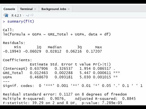 Multiple linear regression using R studio (Aug 2022)