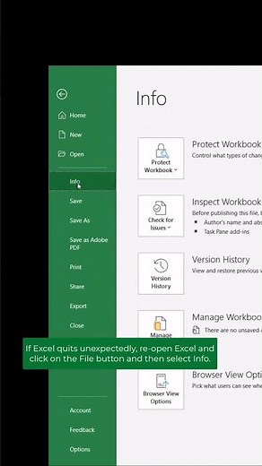 Recover unsaved work in #excel