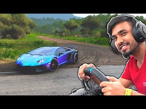 DRIVING A LAMBORGHINI AVENTADOR WITH REAL STEERING WHEEL - TECHNO GAMERZ GTA 5