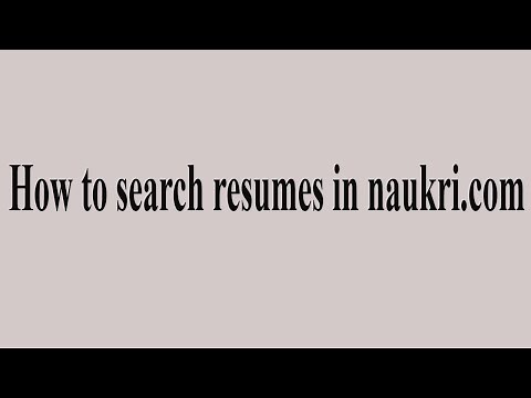 How to search resumes in naukri