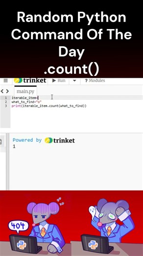 Random Python Command Of The Day, .count() #coding #python #programming