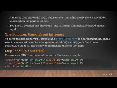 How to Add an Event Listener in JavaScript for Dynamic Calculations