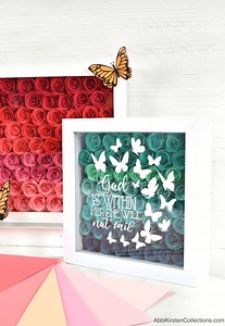 DIY Shadow Box With Rolled Paper Flowers Using Cricut