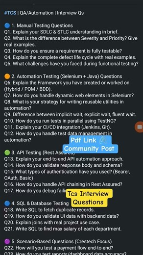 Tcs Automation Testing Interview Questions | Selenium | Java | RealTime Scenario Based Interview Que
