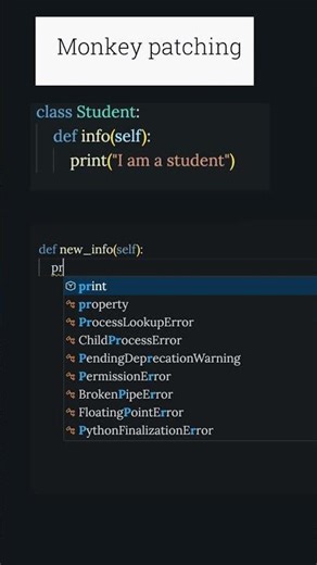 python monkey patching #shorts #codingyoutubeshorts