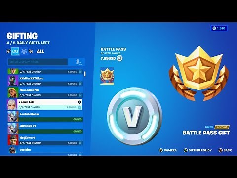 HOW TO GIFT CHAPTER 4 SEASON 2 BATTLE PASS WITH V-BUCKS IN FORTNITE!