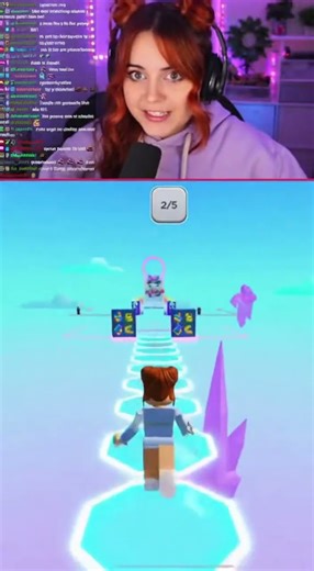 Roblox crystal path challenge — streamer reacts as the player runs across glowing 🤖✨ #roblox #shorts