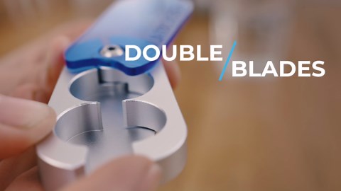 EQUADOSE Pill Splitter with Precision Aluminum Blades, Safely and Cleanly Cuts Small and Large Tablets, Vitamins, and Pills, Easy Tablet Divider for Accurate Medication Dosing