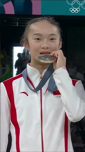Zhou Yaqin’s adorable medal bite moment at Paris 2024. 🥹 #Olympics