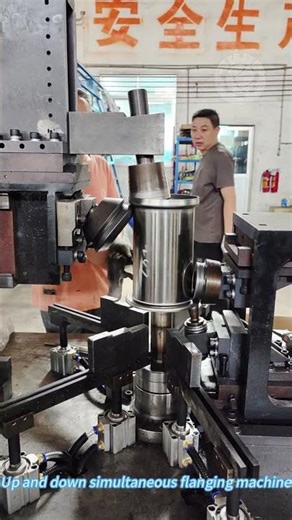 Up and down simultaneous flanging machine #factory #machine