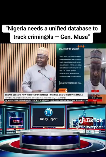 GEN. MUSA SAYS NIGERIA NEEDS A UNIFIED SECURITY DATABASE Defence Ministerial nominee, General Christopher Musa, has stressed the urgent need for a fully unified national database to support security agencies across the country. He warned that the ability of criminals to commit offences in one state and escape undetected to another—such as moving from Sokoto to Maiduguri—continues to undermine national security. Musa noted that linking national data systems will allow security agencies to track i