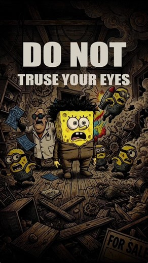 Never Ever Trust Minions Comforting SpongeBob. (Look closer...) #creepypasta #horrortok #weirdcore #spongebob #minions