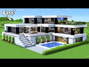 Minecraft: How to Build a Modern House Tutorial (Easy) #78 - Interior in Description!