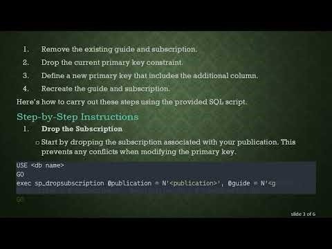 How to Add a Column to the Primary Key of a Replicated Table in SQL Server 2017