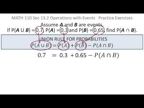Probability: Using Union Rule for Probability formula