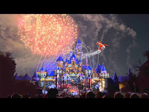 [4K] NEW Wondrous Journeys Fireworks 2023 at Disneyland Park! - Disney100 Debut with Flying Baymax!