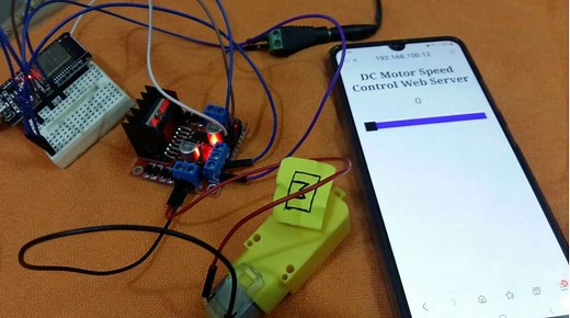 ESP32 Web Server Control DC Motor Speed using L298N Driver
