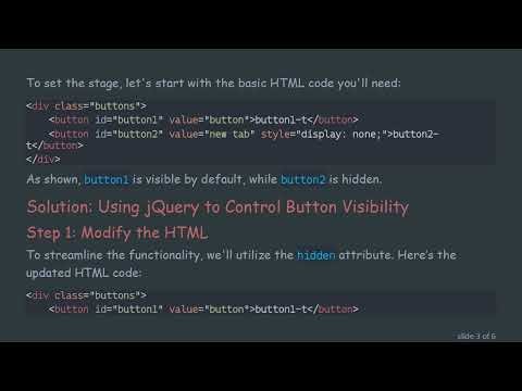 How to Make a Button Disappear and Another Button Appear with jQuery