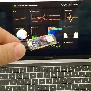 Pure HTML/JS/WebBLE dashboard for the Nano 33 BLE Sense. You can give it a try by opening: https://arduino.github.io/ArduinoAI/BLESense-test-dashboard and pairing your board with your Chrome browser. The source code for the demo dashboard can be found here: https://github.com/arduino/ArduinoAI/tree/master/BLESense-test-dashboard | Arduino