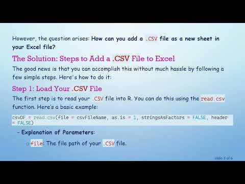 How to Add a .CSV File to Excel as a Separate Sheet in R