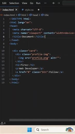 Animated Profile Card using HTML & CSS | CodingFunda