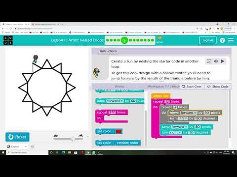 Studio.code.org 2021 - Lesson 11 - Artist - NESTED LOOPS