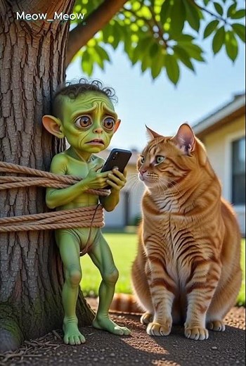 Cat Meets Alien 👽The Hilarious Earth Food Disaster #funny #funnycats #funnyshorts #cat #alien #short