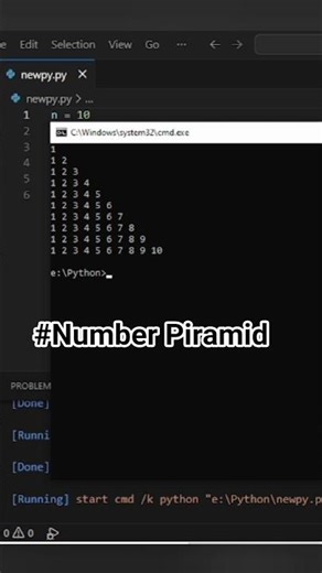 Number pyramid pattern using nested loops 🔢#python #numberpattern #coding #logic #shortvideo