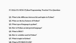 Python Practical Viva Questions SEM-I.pdf - Python Programming -I - Notes - Teachmint