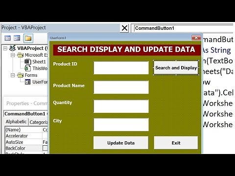 Excel VBA Userform to Search and Update Data - Excel VBA Userform Example