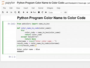 Day 145 : Python Program for Color Name to Color Code | Python Coding