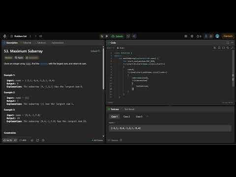 LeetCode 53 | Maximum Subarray | Brute Force Approach | Kadane’s Algorithm Explained Step by Step 🔥