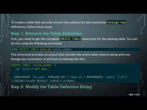 How to Create Table B from Table A with Foreign Key Definitions in MySQL
