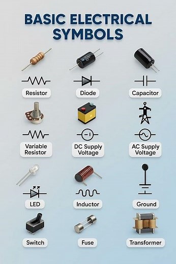 Basic Electrical Symbols Explained in 10 sec ⚡ | Essential for Every Electrician! | #Shorts