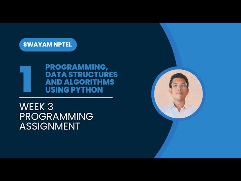 NPTEL Week 3 Solutions | Programming, Data Structures and Algorithms Using Python