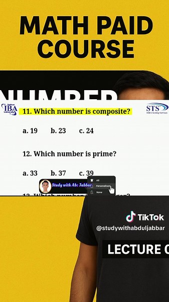 Math Paid Course | Numbers Full Concept Clear 💯 Most Repeated Exam Tricks Revealed! 🔥 Mathematics Paid Course ka Numbers topic complete detail ke sath solve kiya hai — Natural Numbers, Whole Numbers, Even/Odd, Prime, Composite, Factors, Multiples, Perfect Numbers, Square Numbers sab kuch deeply explain kiya gaya hai. Agar aap IBA, JST, PST, Intermediate Category, Graduation Category, STS ya kisi bhi competitive exam ki preparation kar rahe ho, to yeh video 100% most repeated concepts cover kar