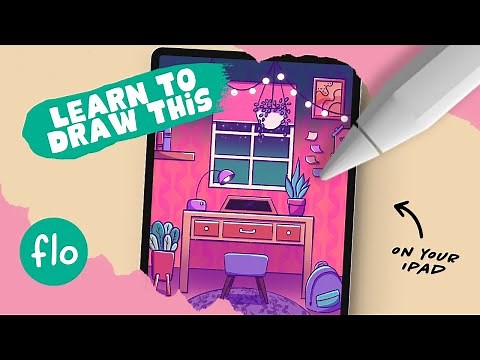 Anyone Can Draw This STUDY ROOM in PROCREATE