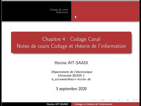Chapitre codage canal partie1( note de cours et théorie de l'information)