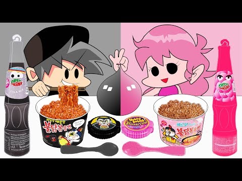 Black Food VS Pink Food Challenge l Animation Mukbang