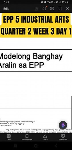 EPP 5 INDUATRIAL ARTS QUARTER 2 WEEK 3 DAY 1 #epp5 #industrialart #matatagcurriculum #education