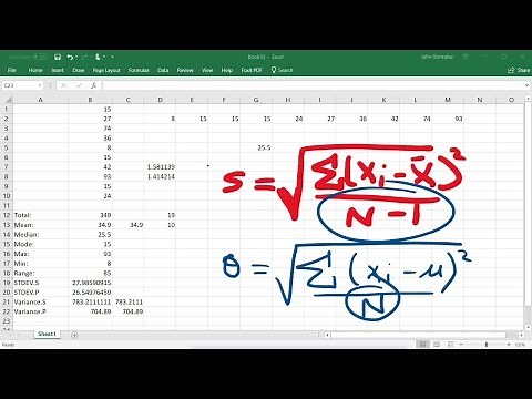 Calculating The Standard Deviation, Mean, Median, Mode, Range, & Variance Using Excel