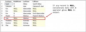 SQL Server CONCATENATE Operations with SQL Plus ( ) and SQL CONCAT functions