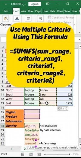 How to Use SUMIFS in Excel in 30 Seconds