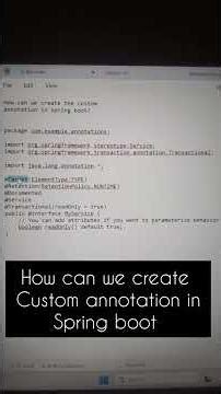Advanced Java Interview Questions 2025 | How to Create Custom Annotation in Spring Boot?